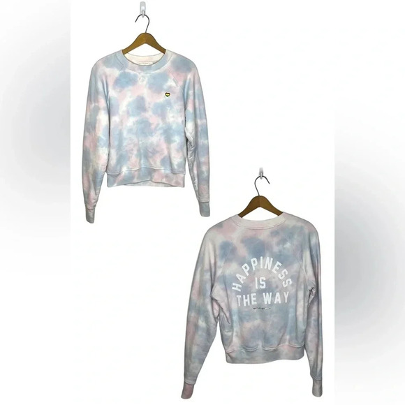 SPIRITUAL GANGSTER Happiness Is The Way Tie Dye Watercolor Crewneck Sweatshirt - Picture 4 of 15